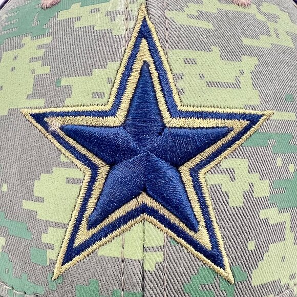 Dallas Cowboys Veterans NFL Camo & Navy OSFA Cap Hat American Flag Patch & Star - Picture 4 of 16